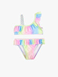 Fırfırlı Tek Omuz İnce Askılı Bikini Takımı 