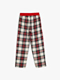 Beli Lastikli Pamuklu Ekoseli Pijama Altı