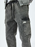 Oversize Kargo Cep Detaylı Pamuklu Jogger Kot Pantolon