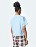 Yılbaşı Temalı Baskılı Kısa Kollu Pijama Üstü