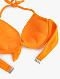 Dokulu Boyundan Bağlamalı Push-Up Bikini Üstü