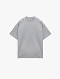Kısa Kollu Pamuklu Bisiklet Yaka Basic Oversize Tişört