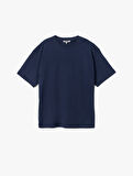 Kısa Kollu Pamuklu Bisiklet Yaka Basic Oversize Tişört