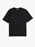 Kısa Kollu Pamuklu Bisiklet Yaka Basic Oversize Tişört