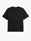Kısa Kollu Pamuklu Bisiklet Yaka Basic Oversize Tişört