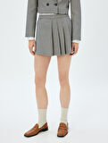  Standart Bel Pileli Mini Şort Etek 