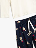 Kedi ve Köpek Baskı Detaylı Uzun Kollu Pamuklu Pijama Takımı