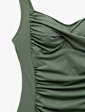 Kalp Yaka Drape Detaylı Mayo