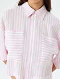 Cepli Kısa Kollu Çizgili Oversize Gömlek