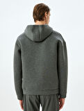 Kanguru Cepli Viskon Karışımlı Basic Fermuarlı Kapşonlu Sweatshirt