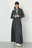 Crop Blazer Ceket Antrasit