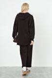 Etek Ucu Oval Sweatshirt Üç İplik Koyu Kahve