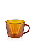 The Mia Striped Borosilikat Cam Kahve Kupası Amber 310 ml