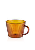 The Mia Striped Borosilikat Cam Kahve Kupası Amber 310 ml