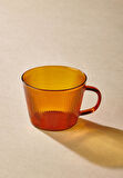 The Mia Striped Borosilikat Cam Kahve Kupası Amber 310 ml