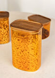 The Mia Akasya Dikdörtgen Cam Kavanoz Amber 1200 ml