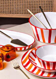 The Mia Joy Pasta Tabağı 6lı Set Kırmızı 19 cm