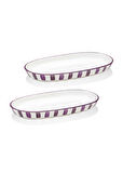 The Mia Joy Oval Servis 2li Set Mor 14x26x3 cm