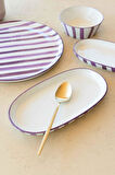 The Mia Joy Oval Servis 2li Set Mor 14x26x3 cm
