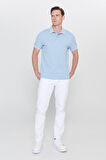 Slim Fit Dar Kesim Polo Yaka Baskılı Pamuklu Tişört