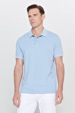 Slim Fit Dar Kesim Polo Yaka Baskılı Pamuklu Tişört