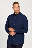 Slim Fit Dar Kesim Düğmeli Yaka Pamuklu Oxford Gömlek