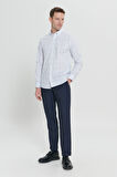 Slim Fit Dar Kesim Klasik Yaka Pamuklu Armürlü Gömlek