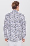 Pamuklu Slim Fit Dar Kesim Büyük İtalyan Yaka Baskılı Gömlek
