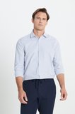 Pamuklu Oxford Slim Fit Dar Kesim Klasik Yaka Armürlü Gömlek