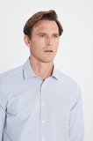 Pamuklu Oxford Slim Fit Dar Kesim Klasik Yaka Armürlü Gömlek