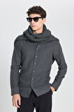 Pamuklu Flanel Slim Fit Dar Kesim Düğmeli Yaka Armürlü Gömlek