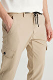 Slim Fit Dar Kesim Beli Bağlamalı Kargo Cepli Jogger Pantolon