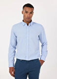 Altınyıldız Classics Comfort Fit Düğmeli Yaka Mavi Erkek Gömlek ACE020252049_MAV