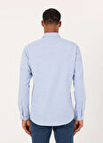 Altınyıldız Classics Comfort Fit Düğmeli Yaka Mavi Erkek Gömlek ACE020252049_MAV