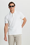 Pamuklu Slim Fit Dar Kesim Polo Yaka Jakarlı Esnek Tişört