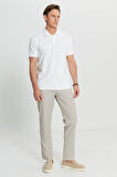 Pamuklu Slim Fit Dar Kesim Polo Yaka Jakarlı Esnek Tişört