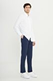 Slim Fit Dar Kesim Düğmeli Yaka Armürlü Gofre Desenli Gömlek