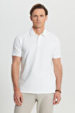 Pamuklu Slim Fit Dar Kesim Polo Yaka Jakarlı Esnek Tişört