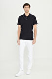 Pamuklu Slim Fit Dar Kesim Polo Yaka Jakarlı Esnek Tişört