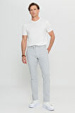 Slim Fit Dar Kesim Beli Bağlamalı Gofre Desenli Yan Cep Casual Pantolon