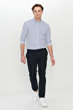 Pamuklu Slim Fit Dar Kesim Armürlü Yan Cepli Esnek Casual Pantolon