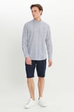 %100 Keten Slim Fit Dar Kesim Beli Lastikli Yan Cepli Şort