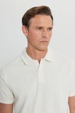 Pamuklu Slim Fit Dar Kesim Polo Yaka Jakarlı Esnek Tişört