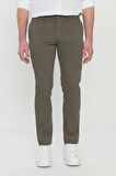 Slim Fit Dar Kesim Yan Cepli Desenli Esnek Casual Pantolon