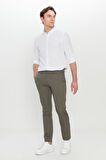 Slim Fit Dar Kesim Yan Cepli Desenli Esnek Casual Pantolon