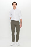 Slim Fit Dar Kesim Yan Cepli Desenli Esnek Casual Pantolon