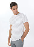 Altınyıldız Classics Bisiklet Yaka Çizgili Ekru Erkek T-Shirt ACE091252120_EHK
