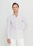 Slim Fit Düğmeli Yaka Bej Erkek Gömlek ACE020252168_BEJ