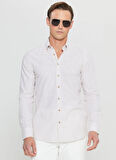 Slim Fit Düğmeli Yaka Bej Erkek Gömlek ACE020252168_BEJ