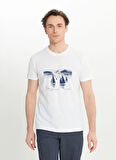 Altınyıldız Classics Bisiklet Yaka Baskılı Beyaz Erkek T-Shirt ACE091252393_BYZ